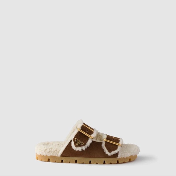 ❤프라다 여성 시어링 슬라이드 - Prada Womens Shearling Slides - prs8716x