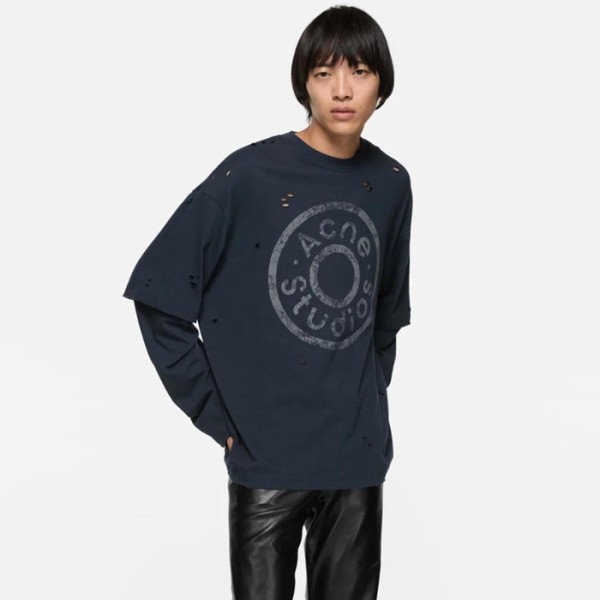 ❤아크네 남성 레이어드 로고 티셔츠 - Acne Mens Layered Logo TShirt - anc12824x
