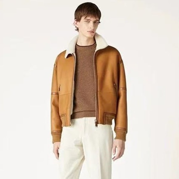 ❤로로피아나 남성 가죽 봄버 자켓 - Loro Piana Mens Leather Jacket - lpc12843x