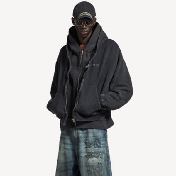 ❤발렌시아가 남성 기모 레이어드 집업 후디 - Balenciaga Mens Layered Zip-Up Hoodie - bac12941x