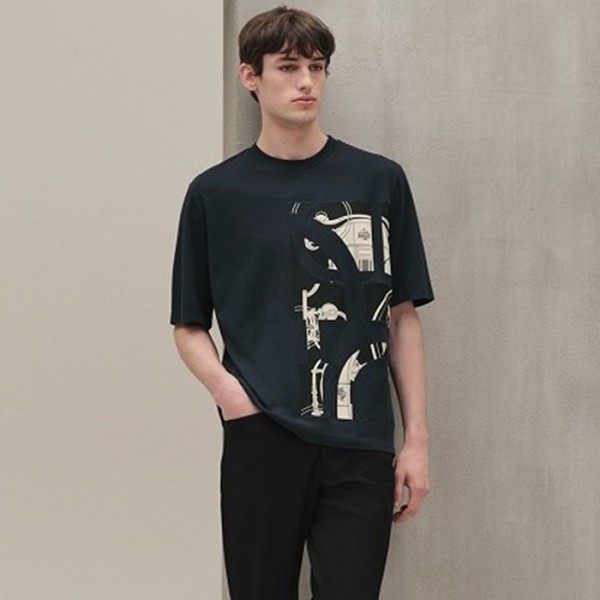 ❤에르메스 남성 라운드 반팔티 - Hermes Mens Round Tshirt - hec13030x