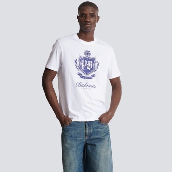 ❤발망 남성 라운드 반팔티 - Balmain Mens Round Tshirt - bmc13106x