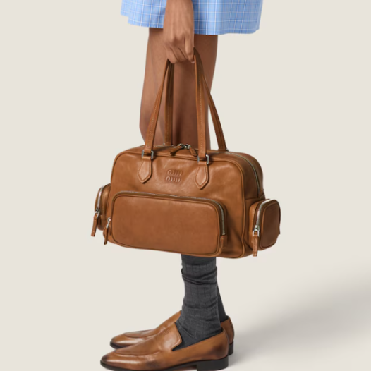 ★미우미우 여성 나파 가죽 포켓 탑 핸들 백 - MiuMiu Nappa Leather Pocket Bag