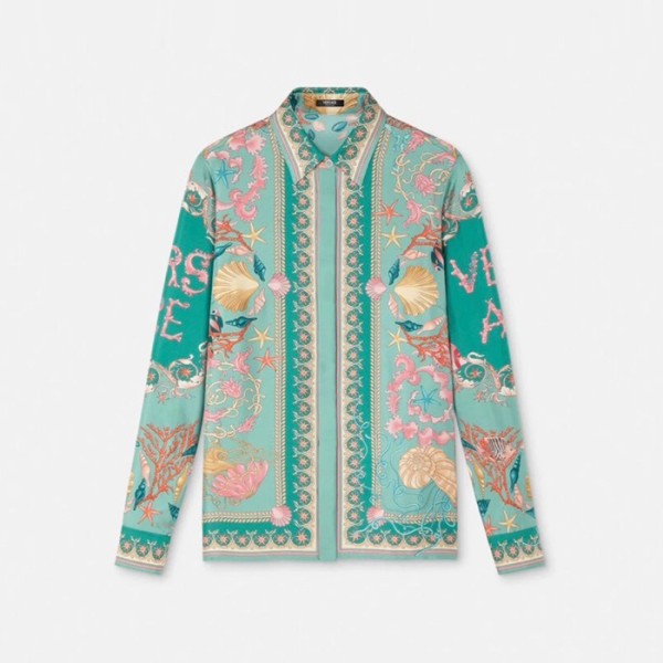 ❤베르사체 여성 베르사체 언더워터 바로코 실크 셔츠 - Versace Womens Underwater Barocco Silk Shirt - vec13706x