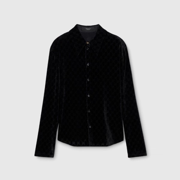 ❤구찌 여성 스트레치 GG 벨벳 데보레 투피스 - Gucci Womens Stretch GG Velvet Devoré Shirt - guc13710x
