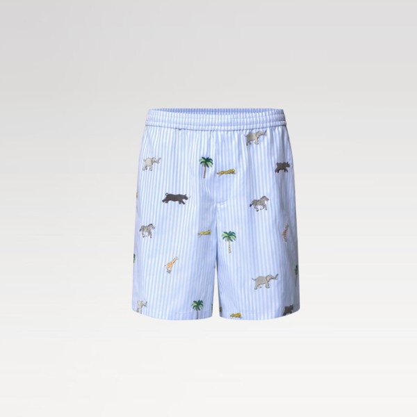 ❤루이비통 남성 다즐링 리미티드 자수 스트라이프 쇼츠 - Louis vuitton Mens Darjeeling Limited Embroidered Striped Shorts - lvc13731x