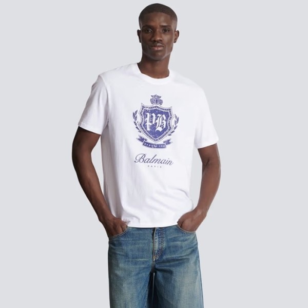 ❤발망 남성 라운드 반팔티 - Balmain Mens Round Tshirt - bmc13838x