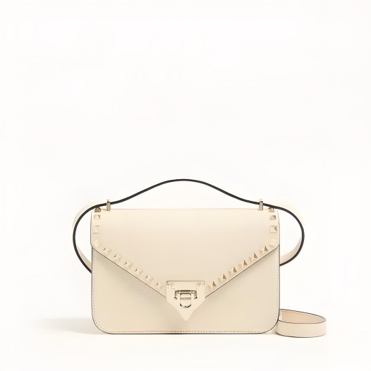 발렌티노 가라바니 락스터드 그레인 카프스킨 스몰 숄더백 아이보리 Valentino Womens