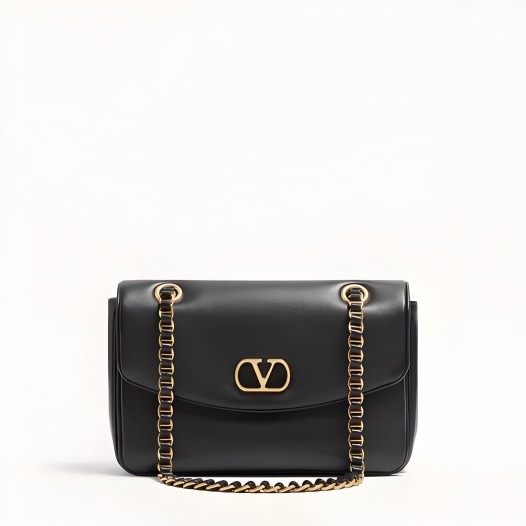 발렌티노 가라바니 주나 나파 레더 미디엄 체인 백 블랙 Valentino Womens