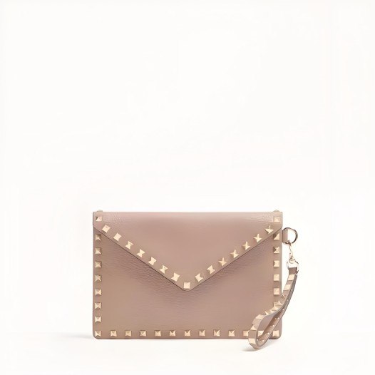 발렌티노 스탐파 알체 송아지 가죽 락스터드 파우치 푸르드 Valentino Womens
