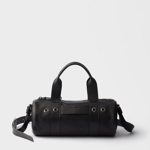 프라다 카리나 루트 라지 가죽 탑 핸들 백 블랙 - Prada Womens Root Large Leather Tote Bag