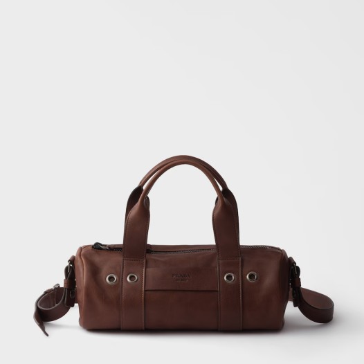 프라다 카리나 루트 라지 가죽 탑 핸들 백 코코브라운 - Prada Womens Root Large Leather Tote Bag