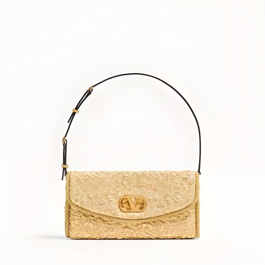 발렌티노 가라바니 드베인 클로케 자카드 패브릭 스몰 숄더백 골드 Valentino Womens