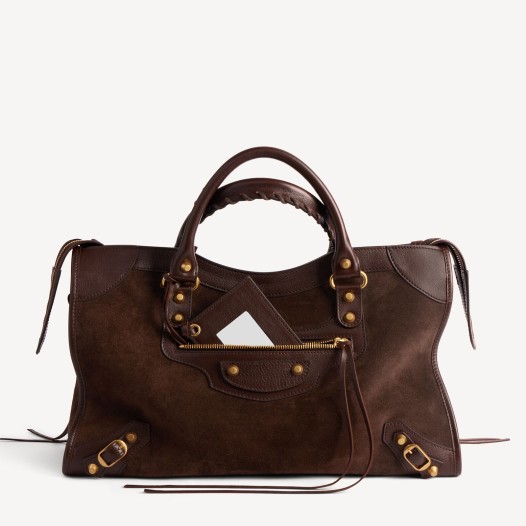 발렌시아가 여성 르 시티 백 미디엄 모카 스웨이드 빈티지 골드장식   Balenciaga Womens Medium