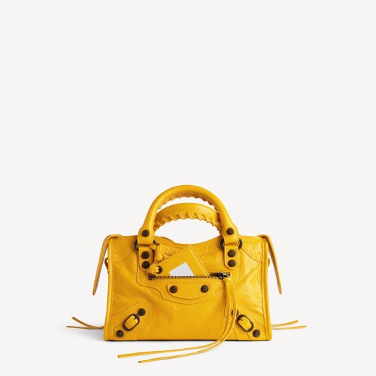 발렌시아가 여성 르 시티 백 미니 마지 옐로우 브라스 장식  Balenciaga Womens Le City Bag Mini