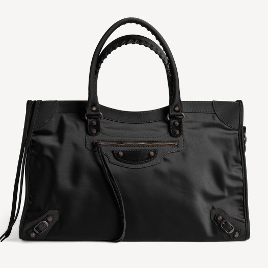 발렌시아가 남성 르 시티 백 라지 나일론 블랙 브라스 장식 Balenciaga Mans Le City Bag Large