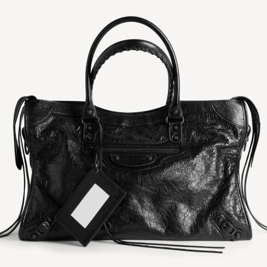 발렌시아가 남성 르 시티 백 라지 블랙 매트 블랙 장식 Balenciaga Mans Le City Bag Large