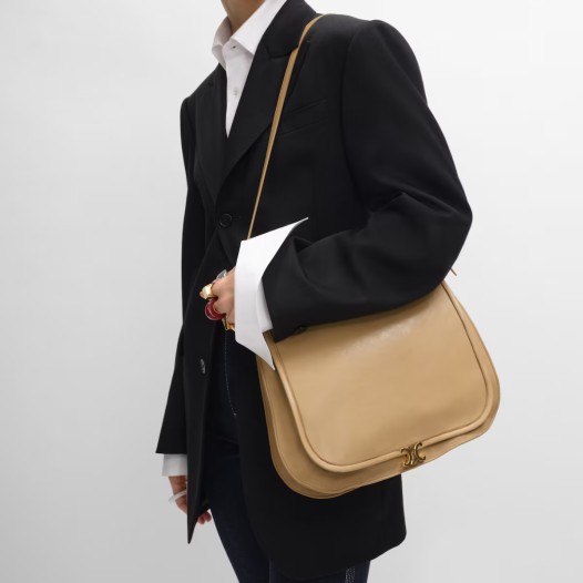 셀린느 이서진 남여 소프트 트리옹프 베사체 서플 샤이니 램스킨 샌드캐슬 Celine Womens Supple Shiny Lambskin