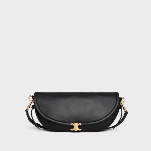 셀린느 여성 리틀 하프 문 소프트 트리옹프 서플 샤이니 램스킨 블랙 Celine Womens Little Half Moon Soft Triomphe