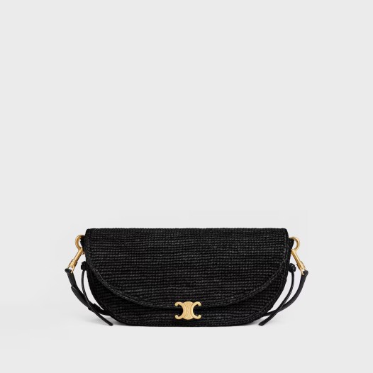 셀린느 여성 리틀 하프 문 소프트 트리옹프 라피아 & 램스킨 색상 블랙 Celine Womens Little Half Moon Soft Triomphe