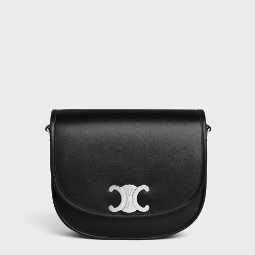 셀린느 BTS 뷔 남여 미디엄 트리옹프 베사체 서플 내추럴 카프스킨 블랙 Celine Womens Black Cross Bag