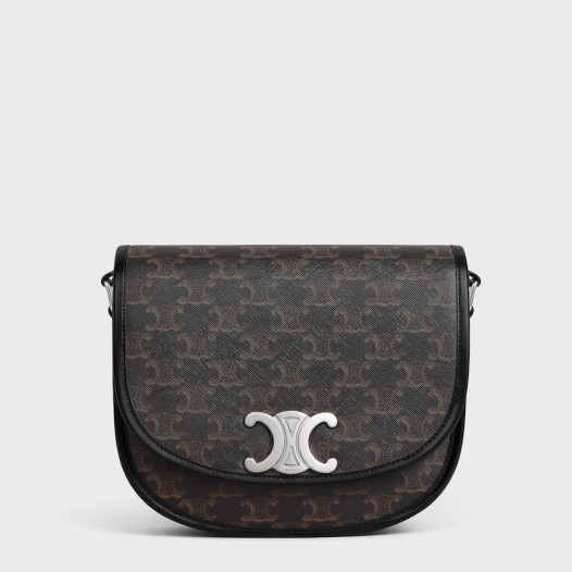 셀린느 BTS 뷔 남여 미디엄 트리옹프 베사체 서플 내추럴 카프스킨 캔버스 블랙 Celine Womens Black Cross Bag