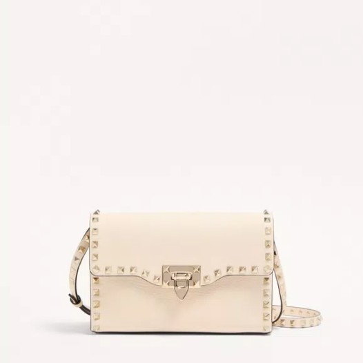 발렌티노 스몰 스탐파 알체 가죽 락스터드 크로스바디 백 아이보리 Valentino Womens Small Rockstud Bag