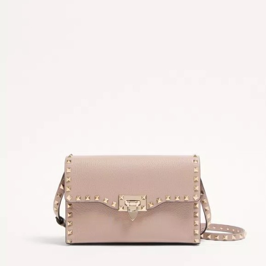 발렌티노 스몰 스탐파 알체 가죽 락스터드 크로스바디 백 푸르드 Valentino Womens Small Rockstud Bag