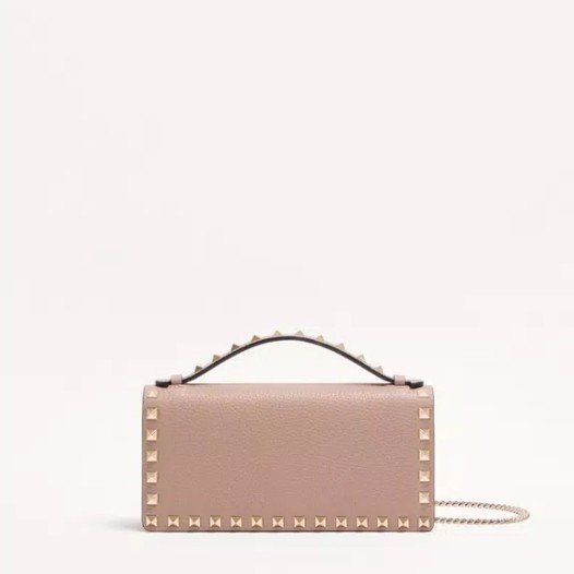 발렌티노 락스터드 가죽 체인 지갑 푸드르 Valentino Womens Small Rockstud Bag