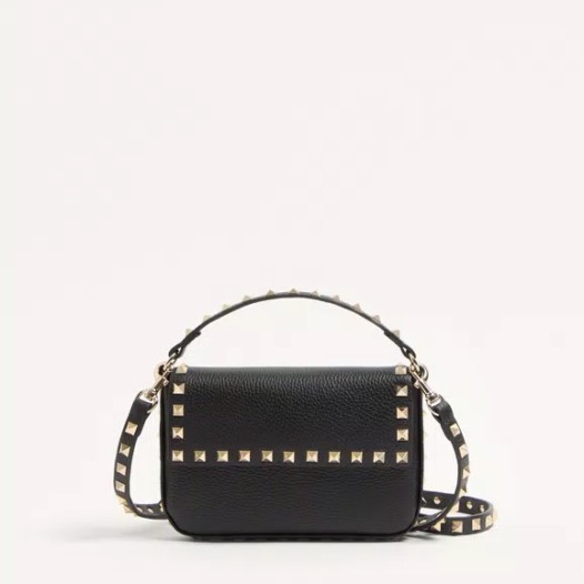 발렌티노 락스터드 스탐파 알체 카프스킨 파우치 블랙 Valentino Womens Rockstud Bag