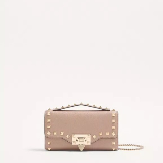발렌티노 가죽 락스터드 체인 지갑 푸르드 Valentino Womens Rockstud Wallet