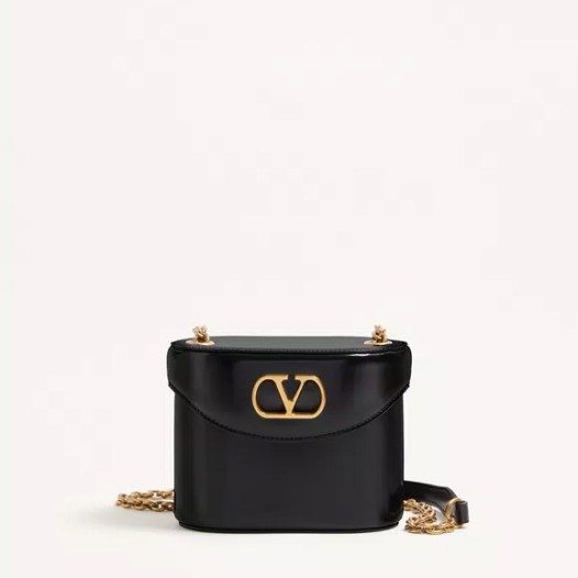 발렌티노 가라바니 베인 유광 카프스킨 배니티 백 블랙 Valentino Womens Garavani Bag
