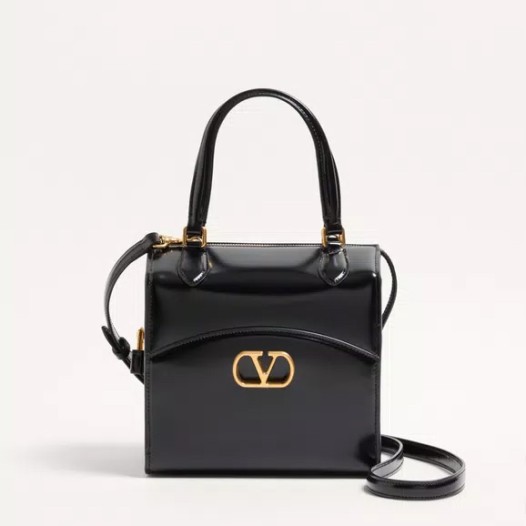 발렌티노 가라바니 베인 케이스 유광 카프스킨 볼링 백 블랙 Valentino Womens Garavani Bag