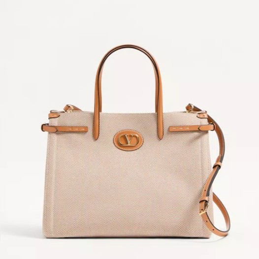 발렌티노 가라바니 앙티브 미디엄 캔버스 쇼퍼백 내추럴 Valentino Womens Garavani Bag