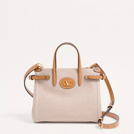 발렌티노 가라바니 앙티브 캔버스 스몰 쇼퍼 백 내추럴 Valentino Womens Garavani Bag