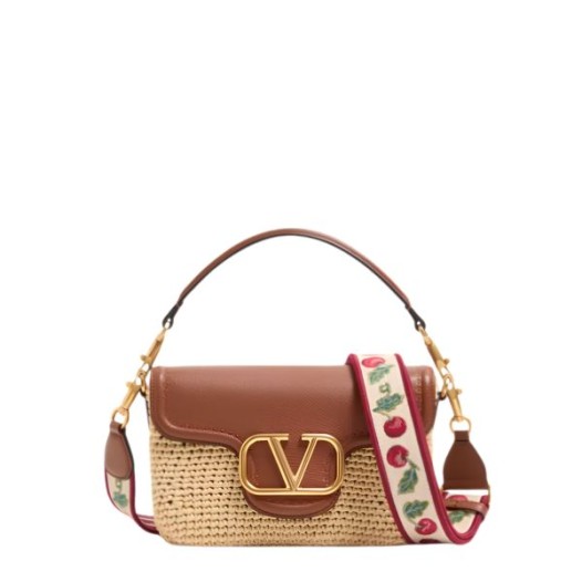발렌티노 가라바니 올타임 라피아 가죽 숄더백 내추럴 브라운 Valentino Womens Garavani Bag
