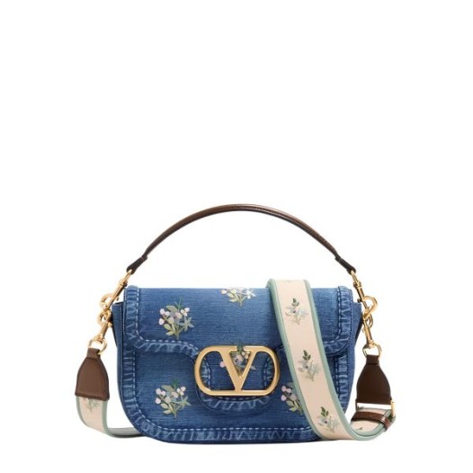 발렌티노 가라바니 올타임 엠브로이더리 데님 미디엄 숄더백 데님 Valentino Womens Garavani Bag