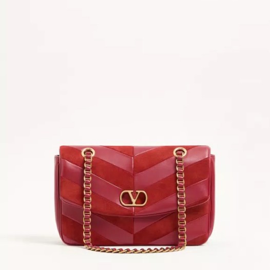 발렌티노 가라바니 쉐브론 주나 미디엄 체인 백 레드 Valentino Womens Garavani Bag