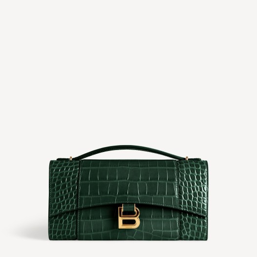 발렌시아가 여성 아워글래스 악어패턴  체인 포셰트 그린 Balenciaga Women Bag