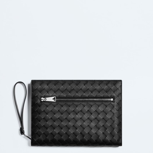 ★보테가베네타 남성 스몰 인트레치아토 손목 스트랩 도큐먼트 케이스 블랙 Bottega Veneta Mens Small Intrecciato Document Case