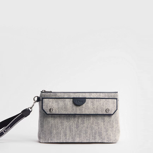 디올 남성 리비에라 포켓 제트 A5 트라이앵글 파우치 Dior Pocket Mens A5 Triangle Pouch 그레이