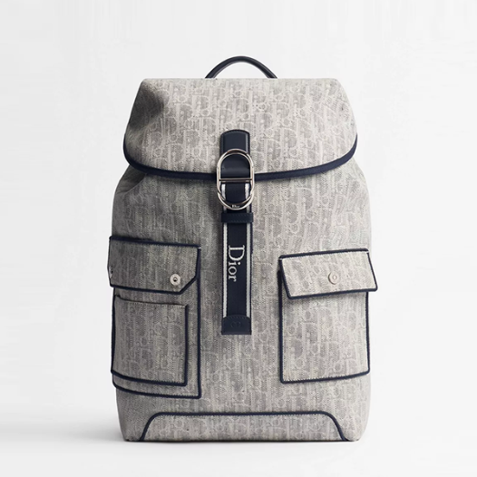 디올 남성 리비에라 포켓 디올 제트 플랩 백팩 - Dior Jett Backpack With Flap-블랙
