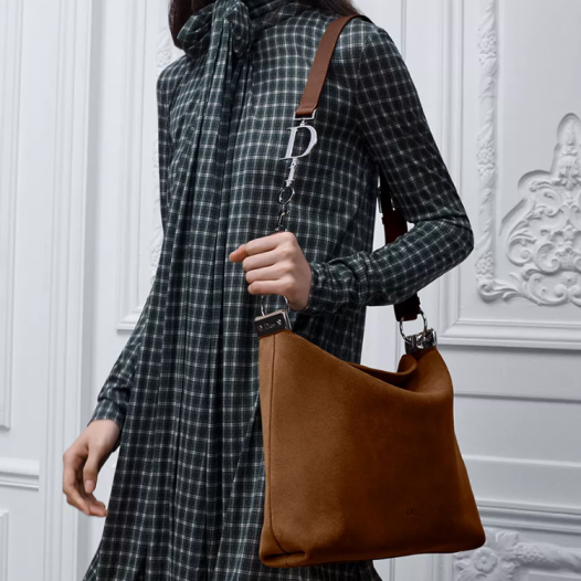 디올 여성 스웨이드 디올리 백 미디엄 - Dior Medium Diorly Bag-탄