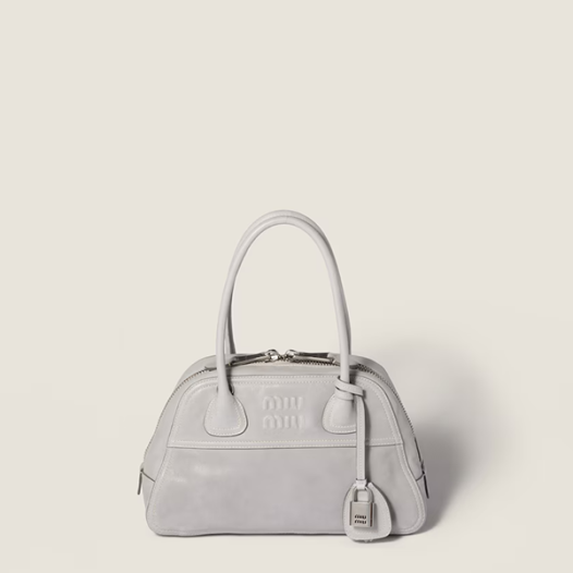 미우미우 여성 비방 나파 가죽 백 스몰 - MiuMiu Vivant Napa Leather Bag-그레이