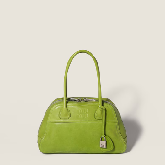 미우미우 여성 비방 나파 가죽 백 레귤러 - MiuMiu Vivant Napa Leather Bag-그린