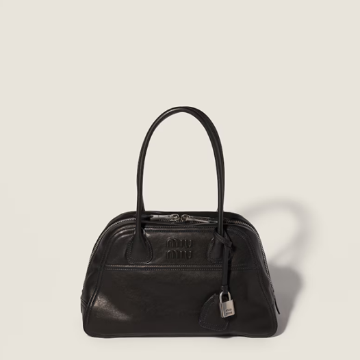 미우미우 여성 비방 나파 가죽 백 레귤러 - MiuMiu Vivant Napa Leather Bag-블랙