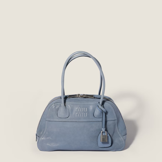 미우미우 여성 비방 나파 가죽 백 레귤러 - MiuMiu Vivant Napa Leather Bag-블루