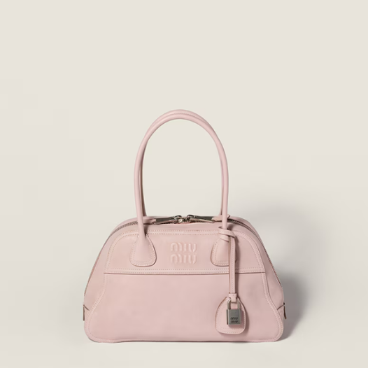 미우미우 여성 비방 나파 가죽 백 레귤러 - MiuMiu Vivant Napa Leather Bag-파우더 핑크