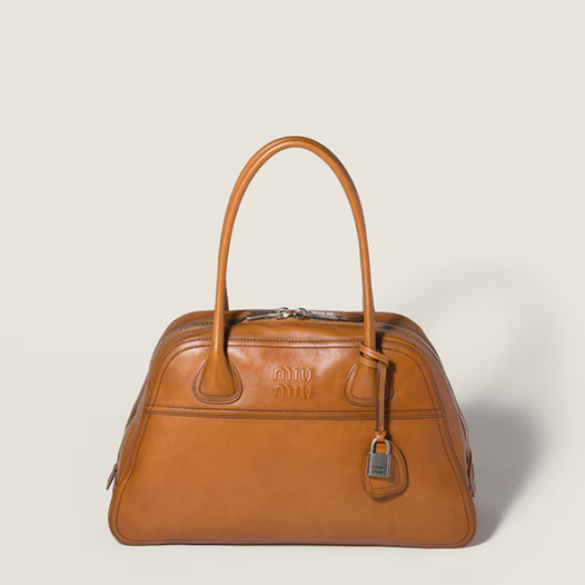 미우미우 여성 비방 나파 가죽 백 미디엄 - MiuMiu Vivant Napa Leather Bag-카라멜