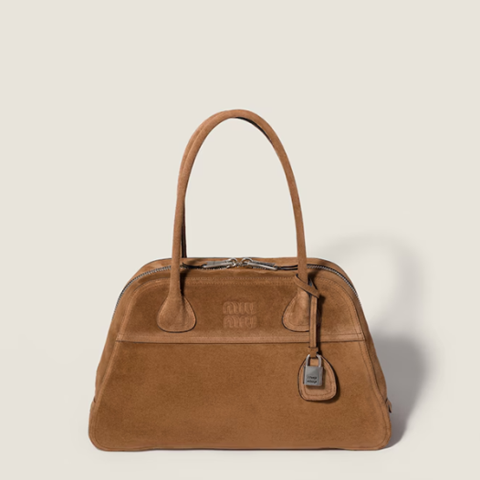 미우미우 여성 비방 스웨이드 백 미디엄 - MiuMiu Vivant Napa Leather Bag-브라운